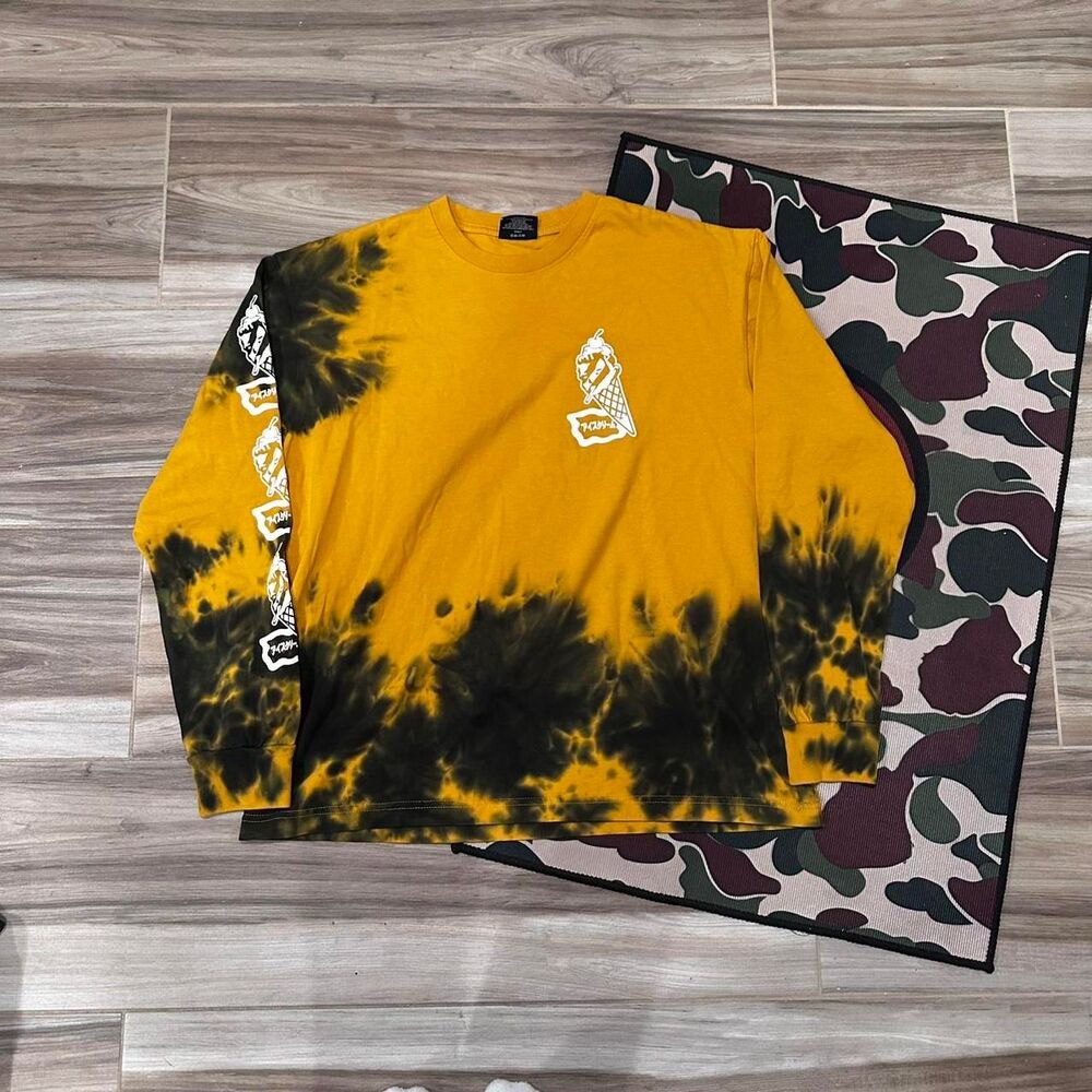 Icecream yellow tie-dye long sleeve shirt